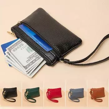 Женский кошелек для монет карамельного цвета с двойной молнией, большой вместимостью, несколькими карманами для банковских кредитных карт, держателя для удостоверения личности, сумки для хранения наушников светло-коричневого