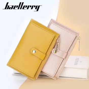 Женский кошелек для монет на молнии, средний кошелек, многофункциональный кошелек для девочек-студенток, модный бумажник из искусственной кожи