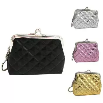 Женский кошелек для монет, однотонный кошелек из искусственной кожи, мини-сумка для денег, брелок для ключей, кошелек чёрный