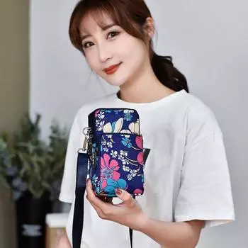 Женский кошелек для монет с цветочным принтом, наплечный ремень, мини, износостойкая, экономящая место сумка через плечо 1