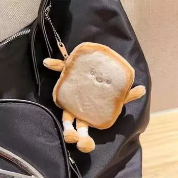 Женский кошелек для монет с подвеской Ins Style Toast Cute Expression Маленький кошелек Корейская плюшевая сумка для хранения Креативный японский