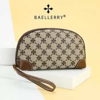 Женский кошелек для монет в клетку с монограммой, кошелек в европейском и американском стиле, винтажный кошелек из искусственной кожи, сумка для хранения на молнии со шнурком