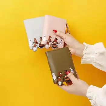 Женский кошелек для монет, женские кошельки, мультяшные сумки, короткие милые маленькие кошельки, студенческий кожаный держатель для карт, сумка для удостоверения личности для девочек, держатель для карт чёрный