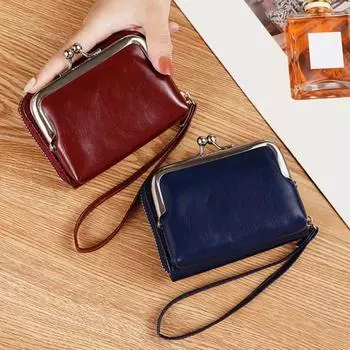 Женский кошелек из искусственной кожи, держатель для кредитных карт, кошелек на молнии, портативный, легкий, дорожный, мини-кошелек для монет, клатч, органайзер, сумка для хранения вино красного