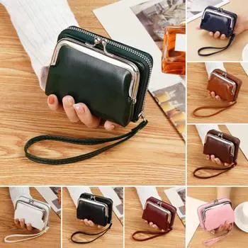 Женский кошелек из искусственной кожи, держатель для кредитных карт, на молнии, портативный, легкий, для путешествий розовый