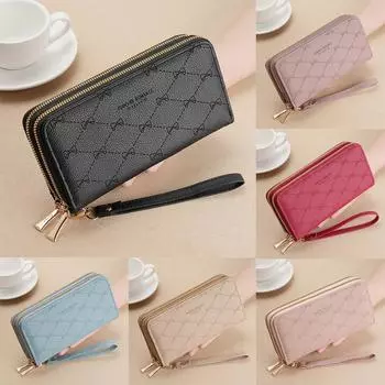 Женский кошелек из искусственной кожи, длинный кошелек на молнии, чехол для телефона, женский клатч, сумка красный