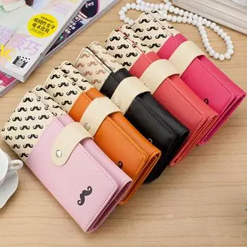 Женский кошелек из искусственной кожи, длинный милый кошелек на пуговицах, сумка для карточек 2
