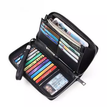 Женский кошелек из искусственной кожи с защитой от кражи RFID, большой вместимости, длинный и стильный, с несколькими отделениями для карт.