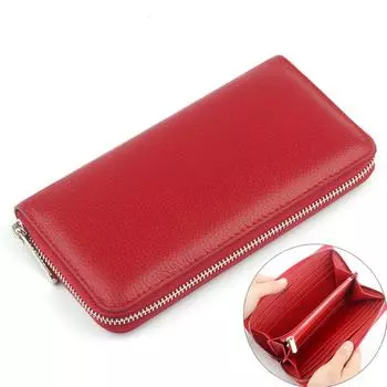 Женский кошелек из натуральной кожи, большой вместительный мужской кожаный клатч, модный длинный стандартный кошелек на молнии, сумка для денег коричневый