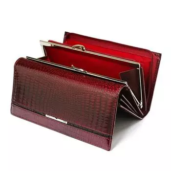 Женский кошелек из натуральной кожи, дизайн женской сумки из лакированной кожи, роскошная сумка, кошелек из воловьей кожи с крокодиловым узором