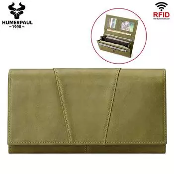 Женский кошелек из натуральной кожи, RFID-бумажник с несколькими картами, кошелек для мобильного телефона, дизайнерский длинный тонкий кошелек Lallet красный