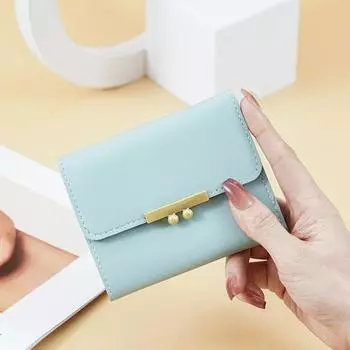 Женский кошелек класса люкс из искусственной кожи, однотонный, тройной, с несколькими отделениями, держатель для карт, короткий светло-фиолетовый