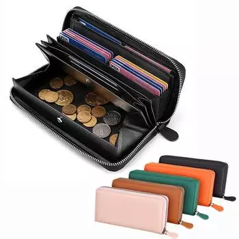 Женский кошелек-клатч Dali из натуральной кожи с RFID-меткой, держателем для карт и кошельком для монет розовый