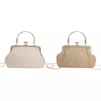 Женский кошелек-клатч с цепочкой, модная тканая сумка подмышками, повседневная элегантная изысканная темпераментная ручная работа для путешествий, уличных фотографий бежевый