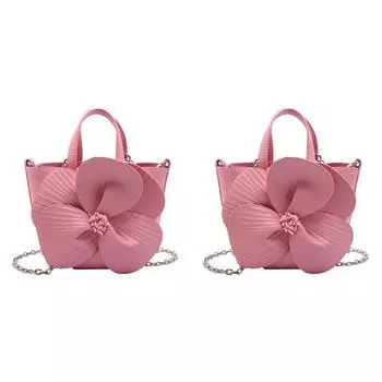 Женский кошелек-клатч с цветочным принтом, вечерняя сумка из искусственной кожи, сумка-ведро (розовый)