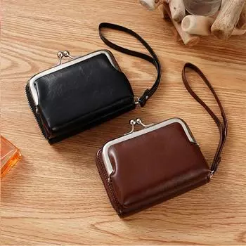 Женский кошелек, модный ремешок на запястье, короткая пряжка, кошелек, кошельки в стиле ретро, универсальный, большой емкости, карман для нескольких карт, женский зажим для денег белый