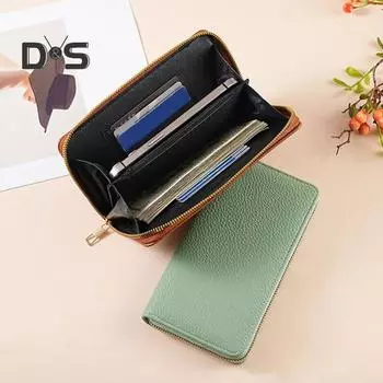 Женский кошелек на молнии, большой емкости, длинный кошелек, клатч для кредитных карт, наличных денег, для повседневного использования, покупок, работы фиолетовый