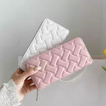 Женский кошелек на молнии, винтажный однотонный длинный кошелек из искусственной кожи чёрный