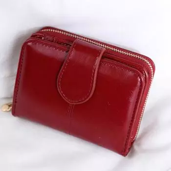 Женский кошелек, однотонный, многофункциональный, из искусственной кожи, с отделениями для карт, компактный, для монет вино красного