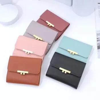 Женский кошелек, роскошный цветной тройной кошелек из искусственной кожи, однотонный, с несколькими слотами, держатель для карт, короткий тонкий кошелек для монет светло-фиолетовый