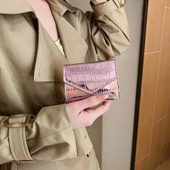 Женский кошелек с гладкой поверхностью, множеством отделений для карт, портативный, с каменной текстурой, однотонный, с твердой строчкой, компактный мини-кошелек из искусственной кожи, сумка для монет зелёный