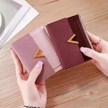 Женский кошелек с тройной застежкой Mini: Стильный, тонкий, повседневный и идеальный для студентов чёрный