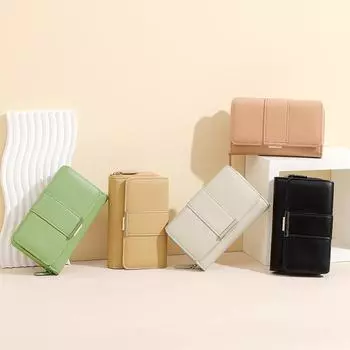 Женский кошелек с вышивкой: Вместительный держатель для нескольких карт из искусственной кожи с отделением для монет на молнии. Y9127 зелёный