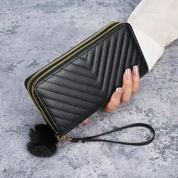 Женский кошелек с вышивкой в виде буквы V, длинный, корейский, новый, большой емкости, вмещающий несколько карт, кошелек для монет