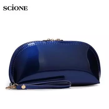 Женский кошелек SCIONE из лакированной кожи с блестками, новинка 2020 года, в форме ракушки, милый женский кошелек для монет 10cm*4.5cm*19.5cm белый