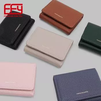 Женский кошелек тройного сложения с японским узором «Личи»: Высококачественный, вместительный, с отделениями для нескольких карт, элегантный кошелек для монет розовый