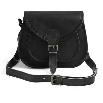 Женский кошелек, винтажная сумка из натуральной кожи через плечо, сумка ручной работы 7 x 9 x 3 in чёрный