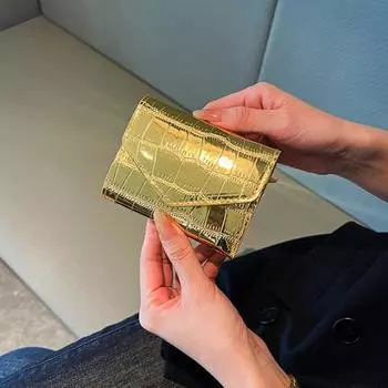 Женский кошелек Yousheng с гладкой поверхностью, множеством отделений для карт, портативный, с каменной текстурой, однотонный, с твердой строчкой, компактный мини-кошелек из искусственной кожи, сумка для монет серебряный