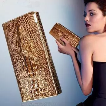 Женский кошелек, женские кошельки, держатели из брендовой кожи с 3D тиснением под кожу аллигатора