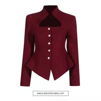 Женский костюм 2025 года в стиле ретро с французским дизайном и асимметричной талией, короткий, высокого класса Extra Large