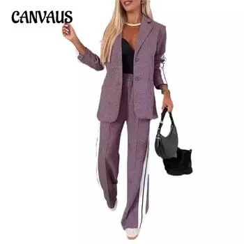 Женский костюм больших размеров, новый осенний, с длинными рукавами и лацканами S чёрный