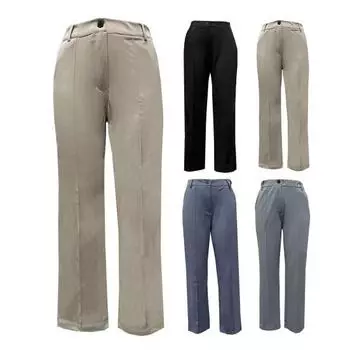 Женский костюм Брюки средней посадки на молнии Прямые широкие брюки однотонные офисные женские длинные брюки 2XL абрикосовый