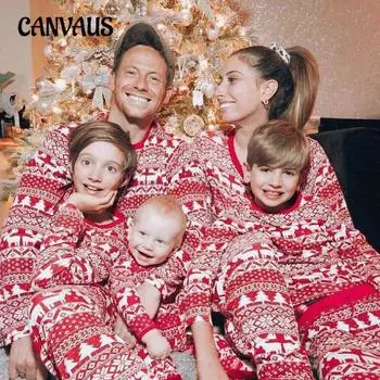 Женский костюм для домашней одежды, мамина пижама с рождественским принтом S красный