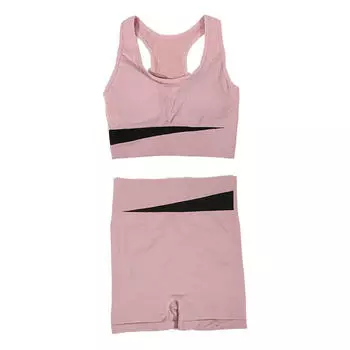 Женский костюм для йоги, быстросохнущий, с высокой талией, для поднятия бедер, фитнес-костюм для бега, ударопрочный спортивный костюм, бюстгальтер, 1 комплект S розовый