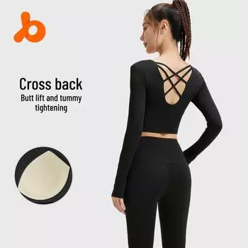 Женский костюм для йоги Juyitang для похудения с перекрестной спиной и длинными рукавами XL