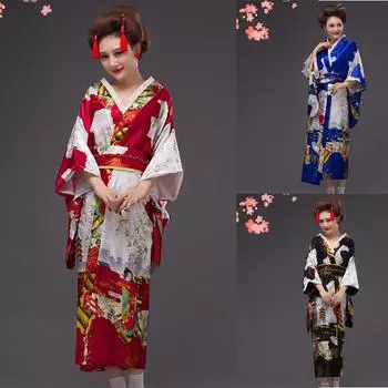 Женский костюм для косплея, нарядное платье, кимоно в японском стиле, ткань для выступлений красный