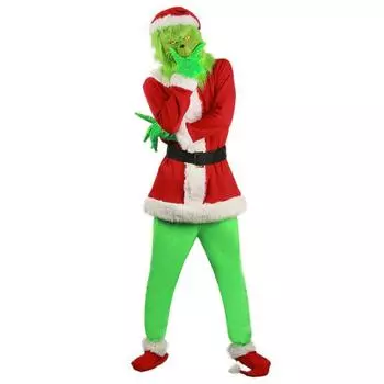 Женский костюм для косплея, шляпа Санта-Клауса, перчатки, пояс, одежда, брюки, маска, обувь, комплект из 7 предметов XXL красный