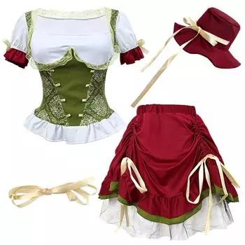 Женский костюм для Октоберфеста, костюм для выступлений, рабочий костюм с юбкой L красный