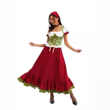 Женский костюм для Октоберфеста, костюм для выступлений, рабочий костюм с юбкой L красный