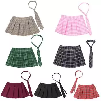 Женский костюм для ролевых игр школьницы, клетчатая плиссированная мини-юбка с застежкой-молнией на шее S