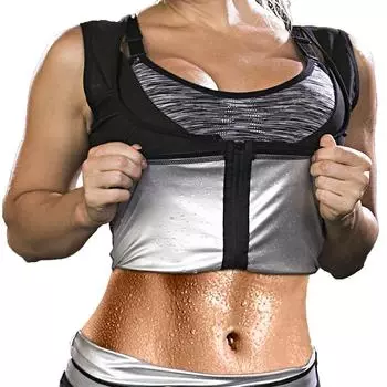 Женский костюм для сауны, горячие полимерные толстовки, тренировочная майка, корректирующее белье, тренажер для талии, жилет для похудения с застежкой-молнией, компрессионные топы S/M синий/чёрный