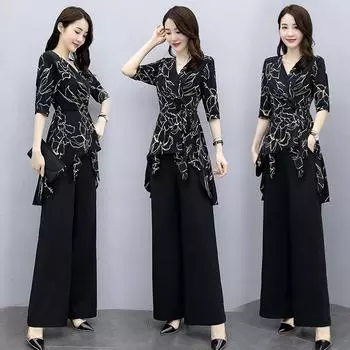 Женский костюм-двойка SummerFashion Slim Fit Широкие брюки Женские топы XXXXL белый