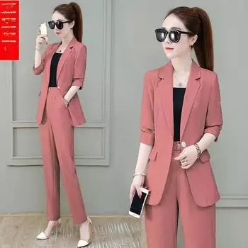 Женский костюм-двойка в стиле вестерн, тонкий, высокого класса, весенние и осенние костюмы, повседневный костюм с длинными рукавами для профессиональной одежды XXXL чёрный