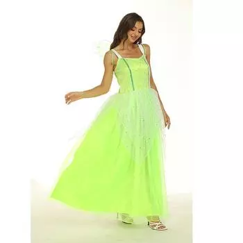 Женский костюм феи для косплея, костюм для вечеринки на Хэллоуин, с открытыми плечами, короткими рукавами, облегающее платье с неровным подолом и крыльями S зелёный