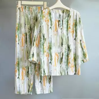 Женский костюм из 2 предметов, хлопковая футболка и брюки, хлопковый свободный повседневный летний костюм из двух предметов, топ и брюки XXXL