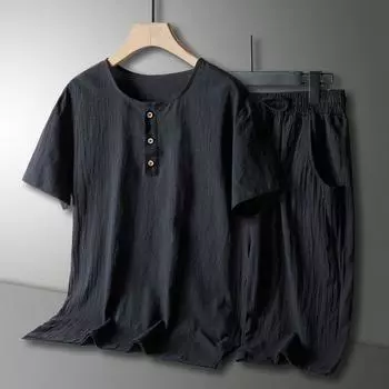 Женский костюм из 2 предметов, хлопковая футболка и брюки, хлопковый свободный повседневный летний костюм из двух предметов, топ и брюки L белый